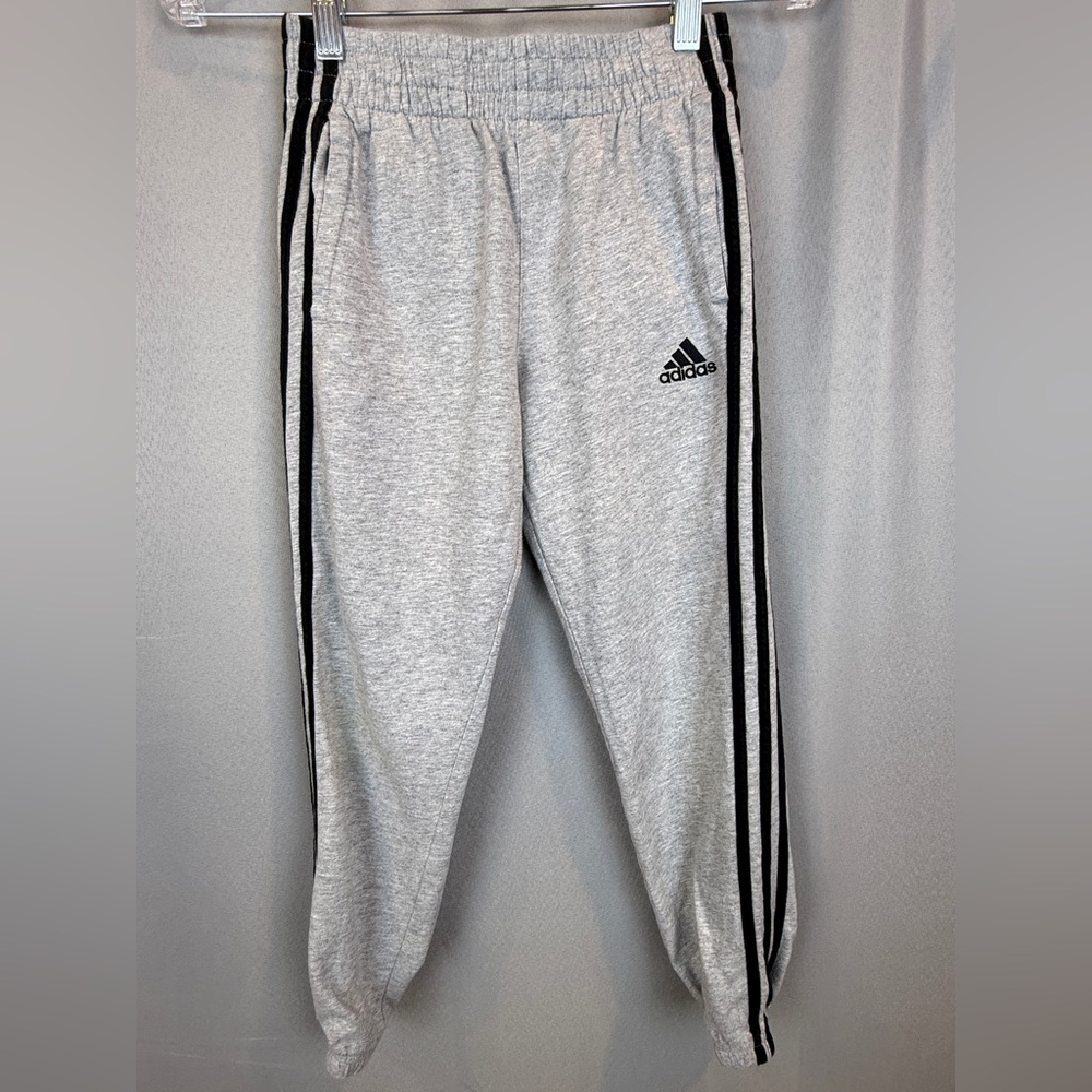 Adidas Gray with Black Running Stripe Sweatpants- Size Small